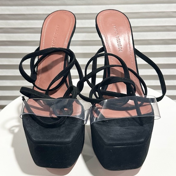🌹AMINA MAUDDI🌹 Sita Suede Platform Sandals Black Size: 36.5 - Picture 7 of 15